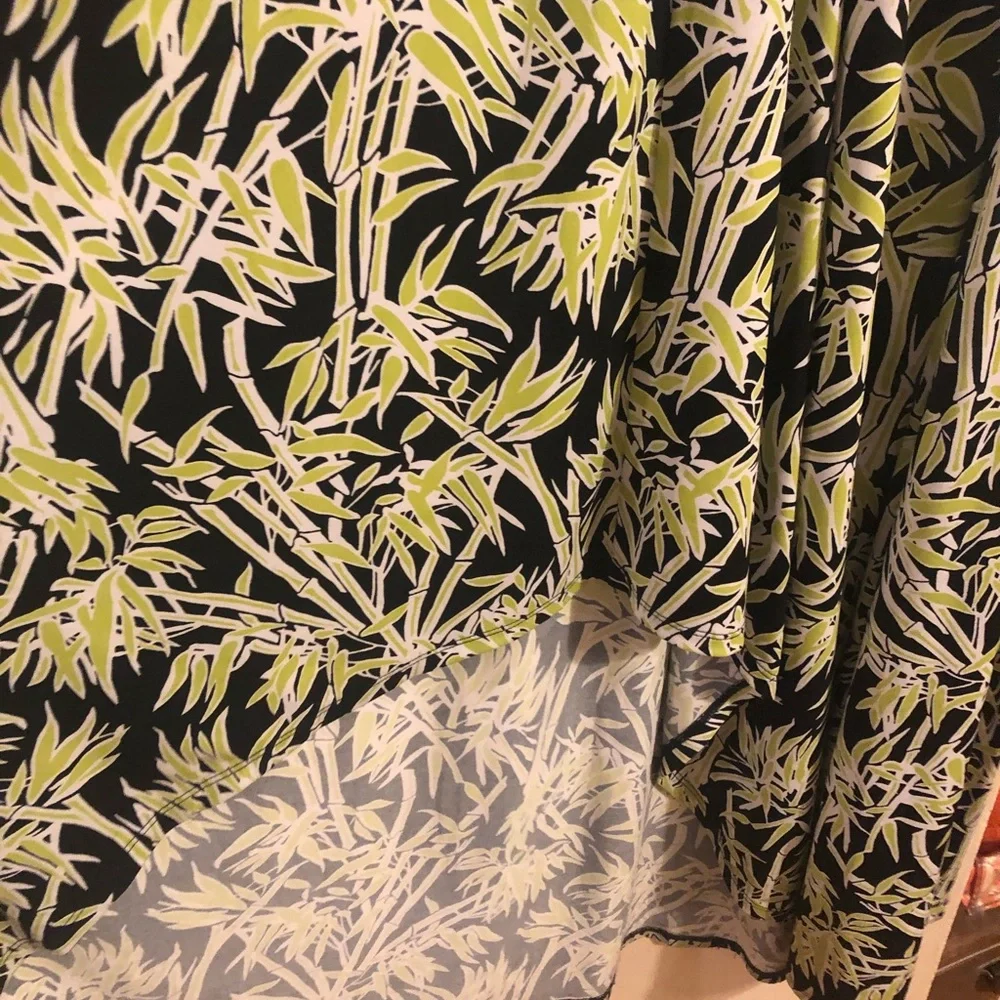 😍 MICHAEL Michael Kors Bamboo Print Pear Green High Low Faux Wrap Dress🎊 - Picture 9 of 11